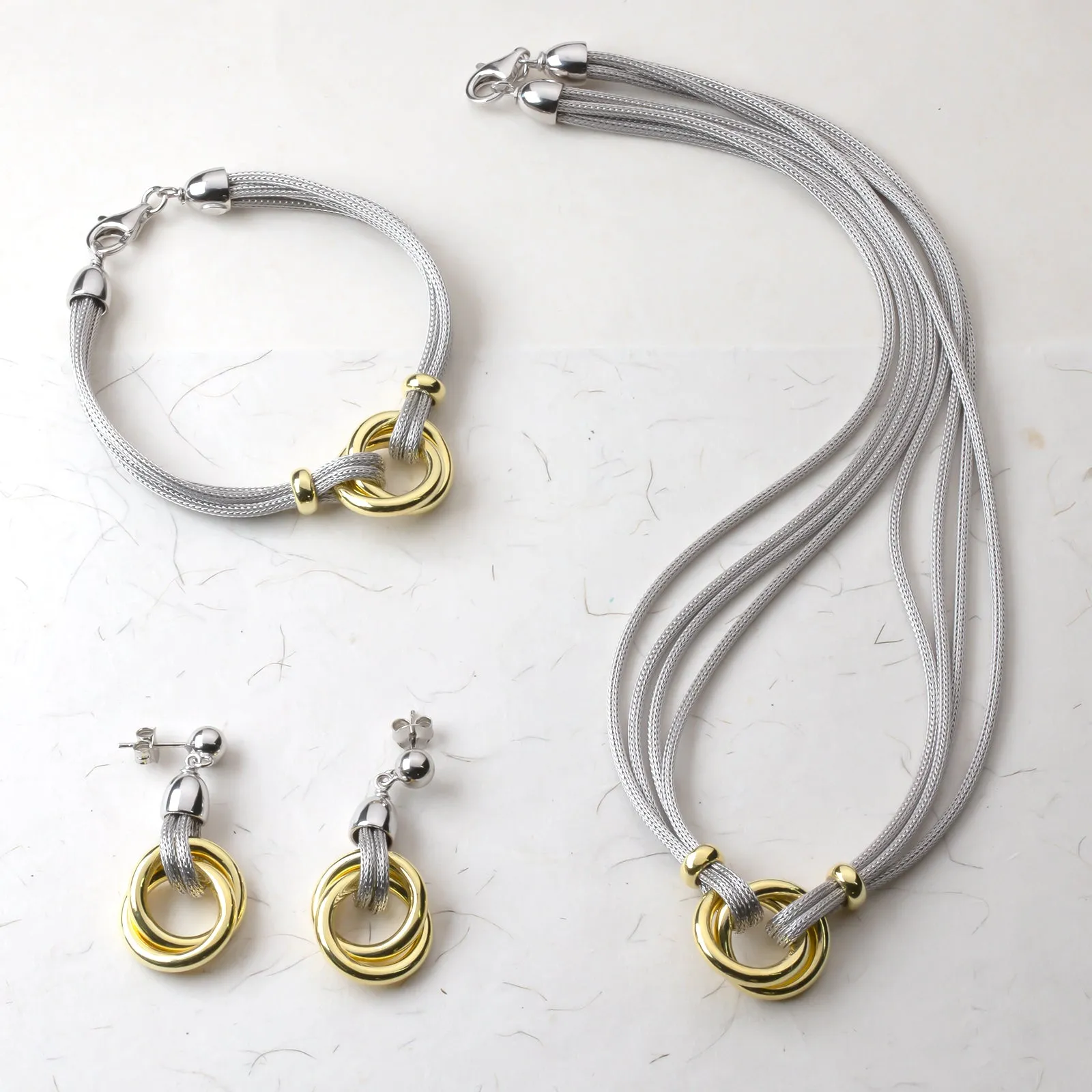 Silver & Gold Vermeil Double Circle Earrings