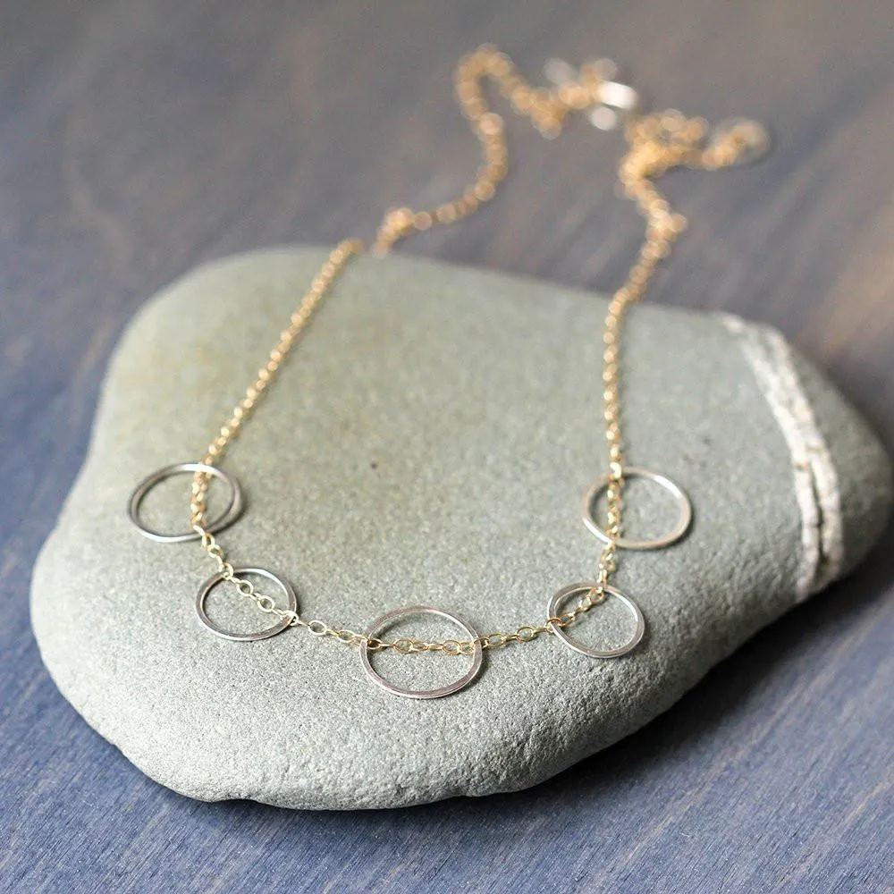 Skipping Stone Necklace & Oh Earrings Set