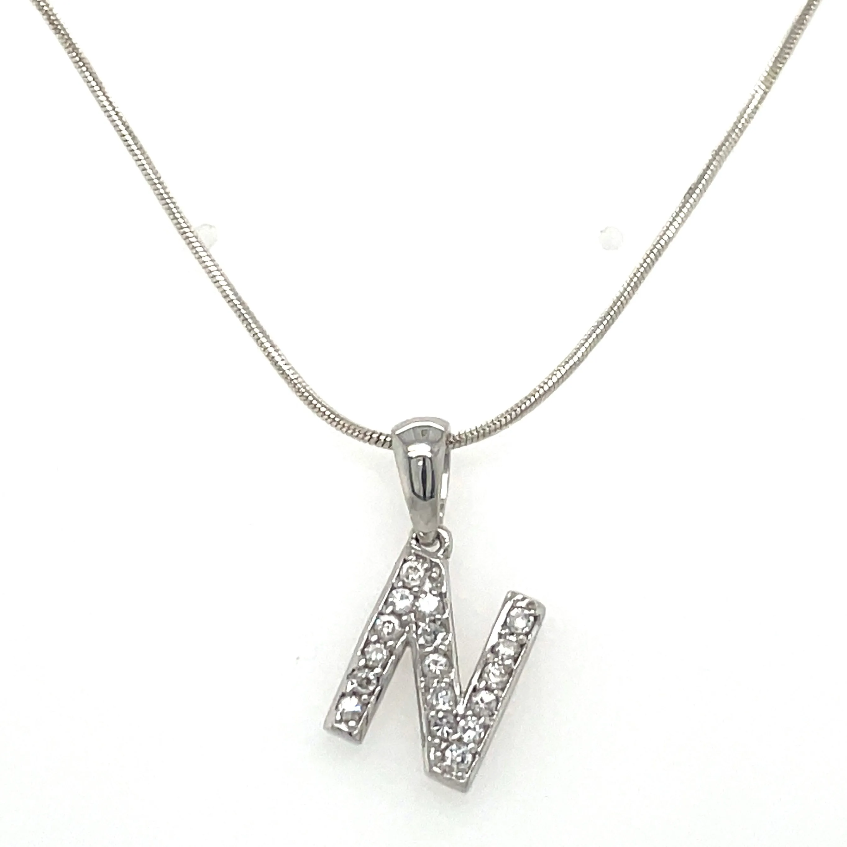 Sterling Silver Cz Initial Necklaces