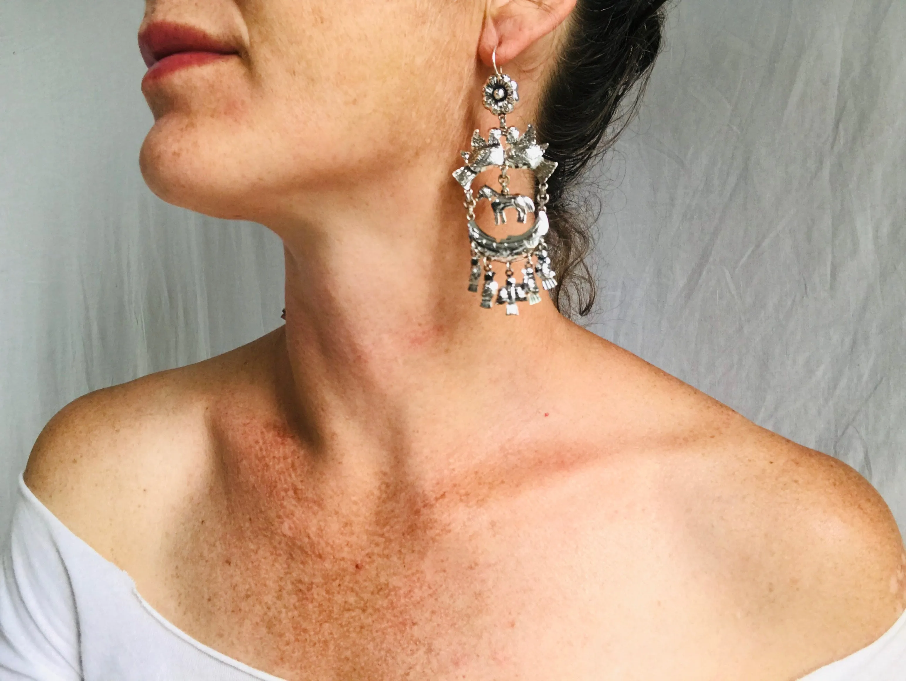 Taxco Earrings. Sterling Silver. Mexico. Frida Kahlo
