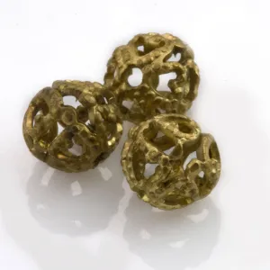 Vintage brass filigree beads, 7-8mm, 10 pcs. b18-0332-2(e)