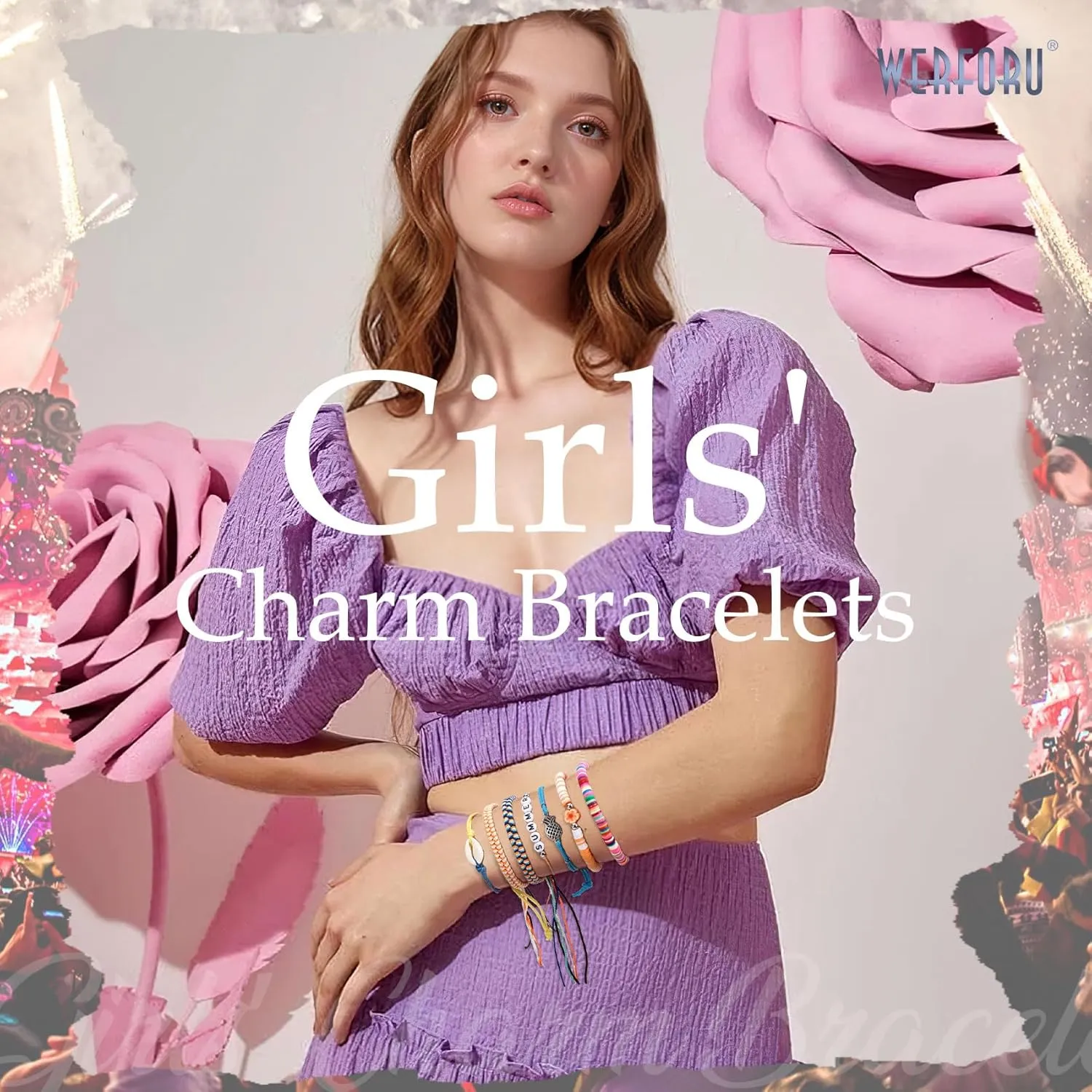 WERFORU Women's Charm Bracelets Sets Women Friendship Stretch Bracelets